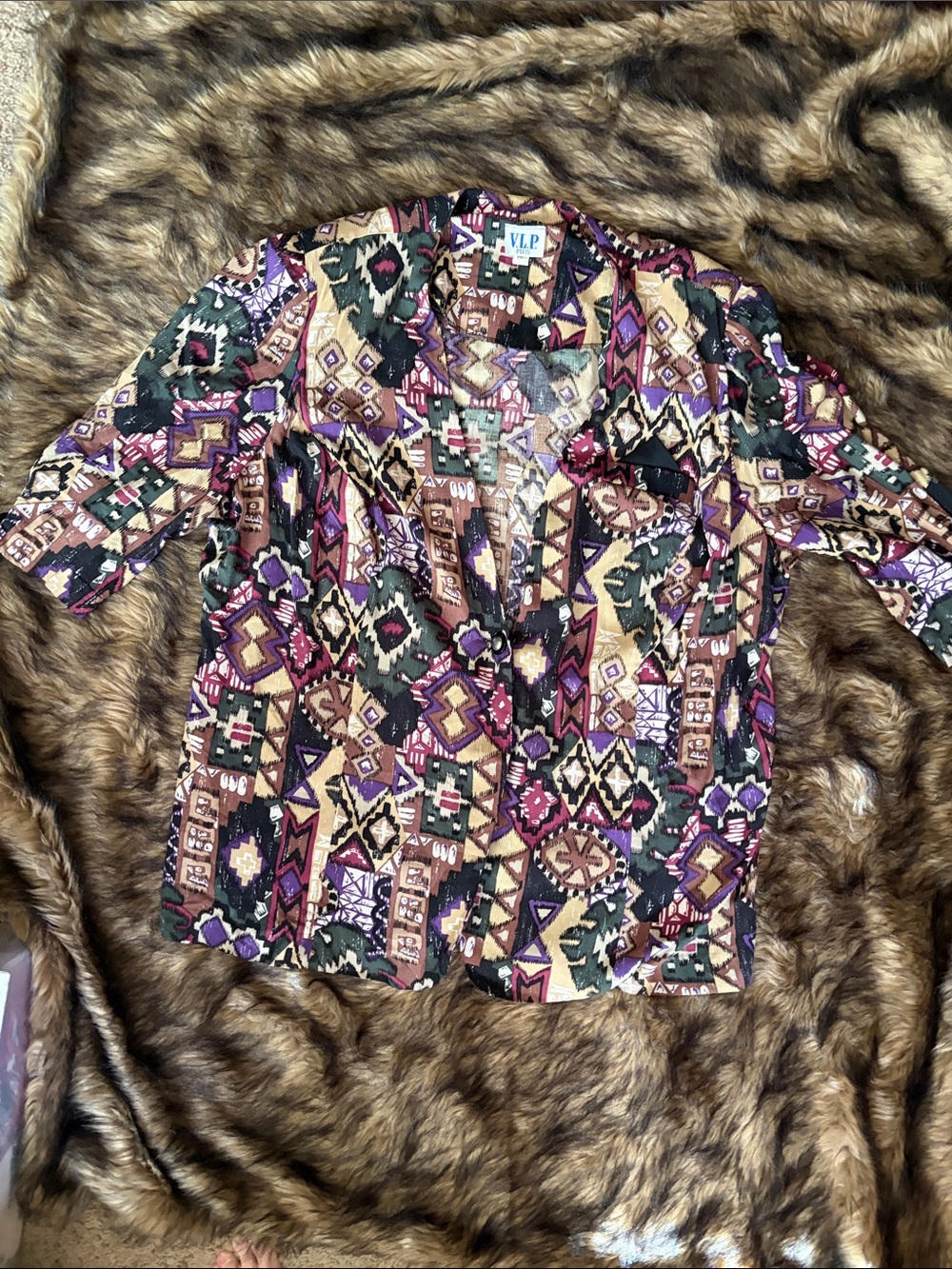 Vintage VLP Plus Aztec Blazer With shoulder Pads - Size 24 (Union Made)